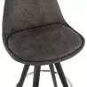 Tabouret de bar mi-hauteur vintage en microfibre pieds bois noir TALIA MINI (gris foncé)