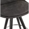 Tabouret de bar mi-hauteur vintage en microfibre pieds bois noir TALIA MINI (gris foncé)