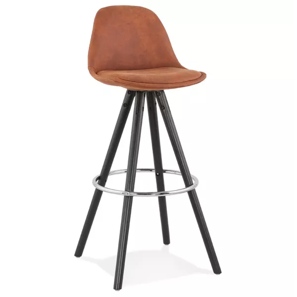 Vintage bar stool in microfiber feet black wood TALIA (brown) to associate with Bar Stool Functional And Stylish Kitchen Bar Cha