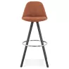 Vintage bar stool in microfiber feet black wood TALIA (brown) to associate with Bar Stool Comfortable Bar Chair For Office