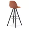 Tabouret de bar vintage en microfibre pieds bois noir TALIA (marron) à associer à Tabouret De Bar Chaise De Bar Empilables Pour 