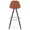 Tabouret de bar vintage en microfibre pieds bois noir TALIA (marron) à associer à Tabouret De Bar Chaise De Bar De Jardin Résist