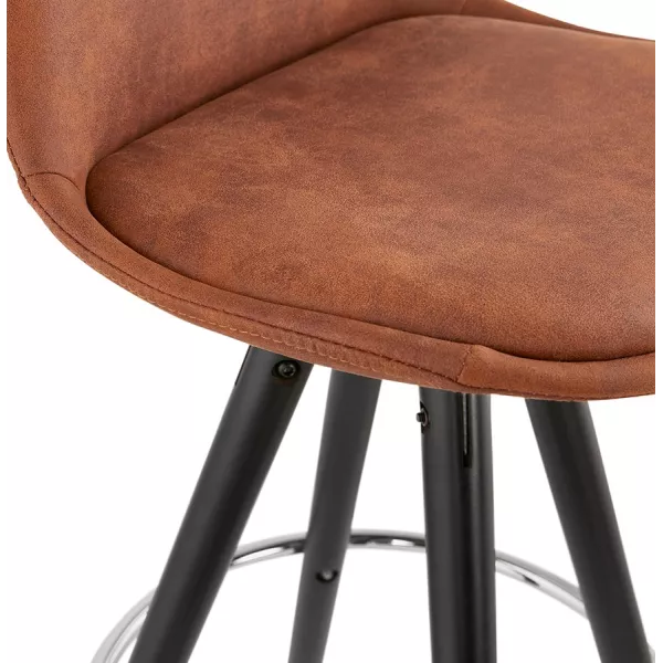 Vintage bar stool in microfiber feet black wood TALIA (brown) to associate with Bar Stool Vintage Bar Chair For A Retro Touch