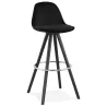 Tabouret de bar design en velours pieds bois noir MERRY (noir) à associer à Tabouret De Bar Chaise De Bar Industrielles En Métal