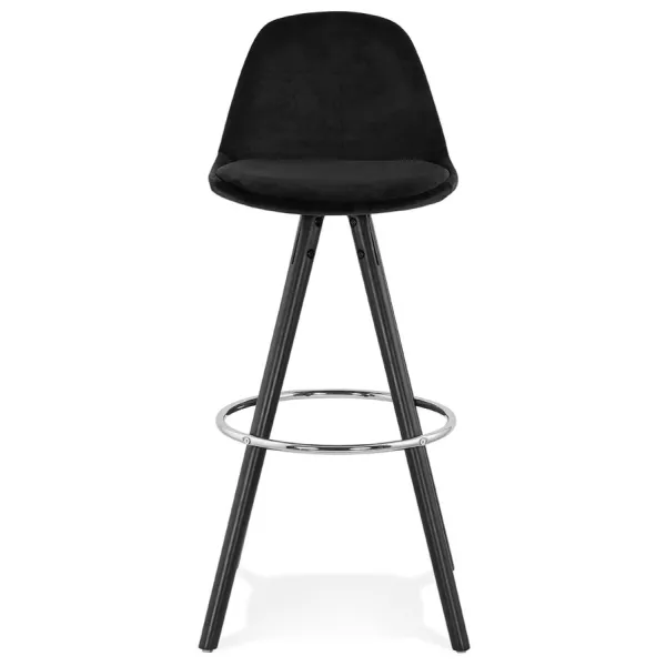 Tabouret de bar design en velours pieds bois noir MERRY (noir) à associer à Tabouret De Bar Chaise De Bar Modernes Pour Un Intér