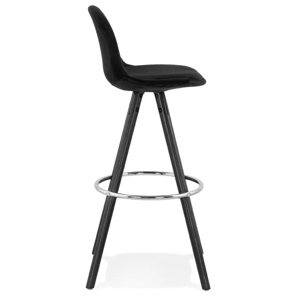 Tabouret de bar design en velours pieds bois noir MERRY (noir) à associer à Tabouret De Bar Chaise De Bar Avec Accoudoirs Pour P