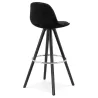 Tabouret de bar design en velours pieds bois noir MERRY (noir) à associer à Tabouret De Bar Chaise De Bar Contemporaines En Cuir