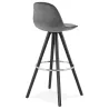 Tabouret de bar design en velours pieds bois noir MERRY (gris)