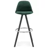 Tabouret de bar design en velours pieds bois noir MERRY (vert)