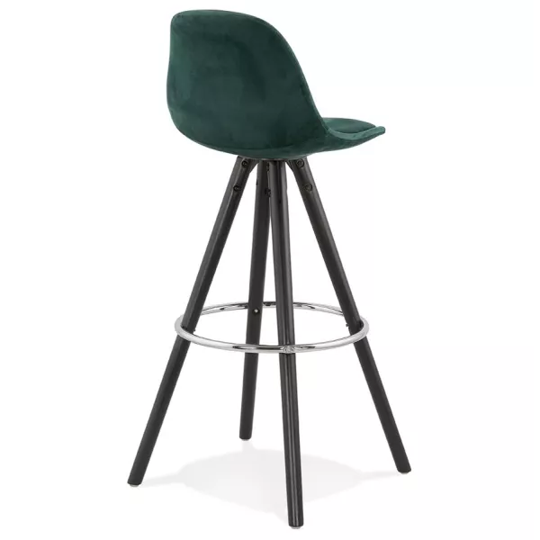 Tabouret de bar design en velours pieds bois noir MERRY (vert)