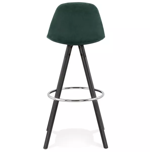 Tabouret de bar design en velours pieds bois noir MERRY (vert)