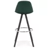 Tabouret de bar design en velours pieds bois noir MERRY (vert)