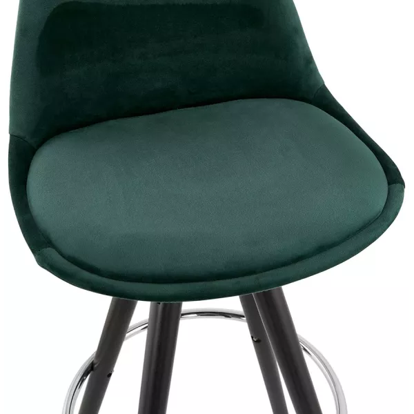 Tabouret de bar design en velours pieds bois noir MERRY (vert)