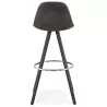 Tabouret de bar vintage en microfibre pieds bois noir TALIA (gris foncé)