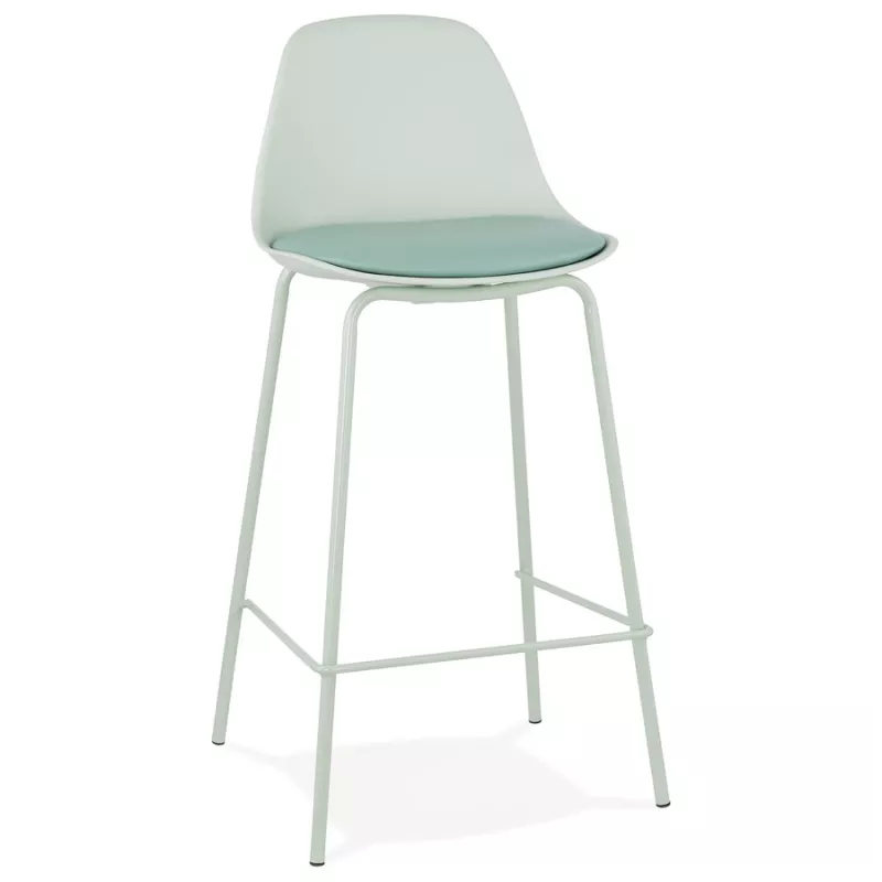 Tabouret de bar mi-hauteur industriel pieds vert clair OCEANE MINI (vert clair)