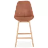 Tabouret de bar mi-hauteur design scandinave en microfibre pieds couleur naturelle LILY MINI (marron)