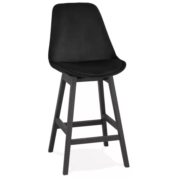 Tabouret de bar mi-hauteur design en velours pieds noirs CAMY MINI (noir)