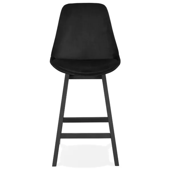 Tabouret de bar mi-hauteur design en velours pieds noirs CAMY MINI (noir)