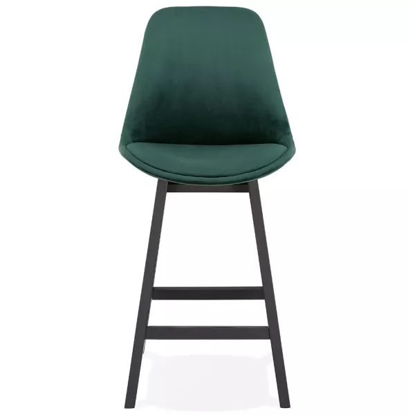 Tabouret de bar mi-hauteur design en velours pieds noirs CAMY MINI (vert)