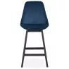 Tabouret de bar mi-hauteur design en velours pieds noirs CAMY MINI (bleu)