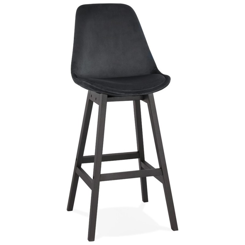 Tabouret de bar design en velours pieds noirs CAMY (noir)