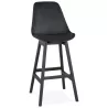 Tabouret de bar design en velours pieds noirs CAMY (noir)