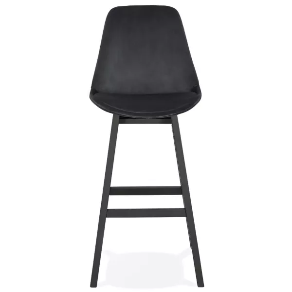 Tabouret de bar design en velours pieds noirs CAMY (noir)