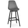 Tabouret de bar design en velours pieds noirs CAMY (gris)