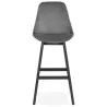 Tabouret de bar design en velours pieds noirs CAMY (gris)