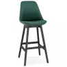 Tabouret de bar design en velours pieds noirs CAMY (vert)