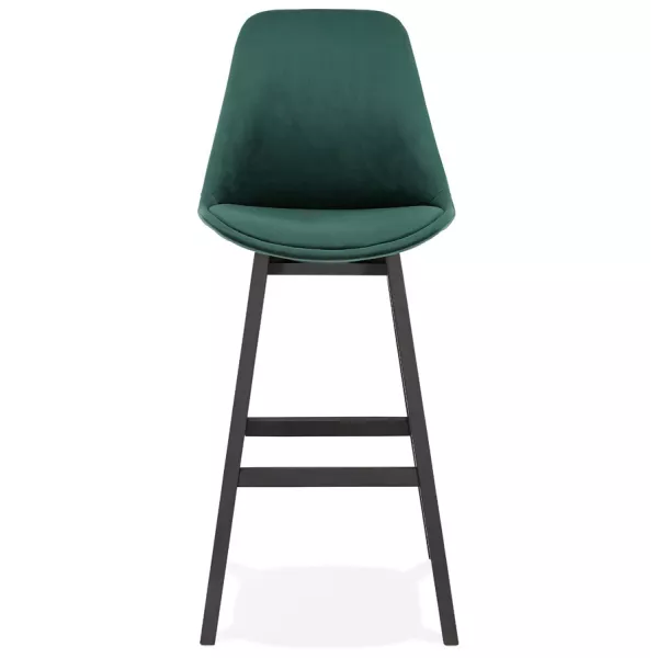 Tabouret de bar design en velours pieds noirs CAMY (vert)