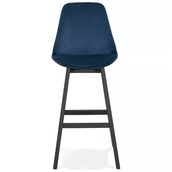 Tabouret de bar design en velours pieds noirs CAMY (bleu)