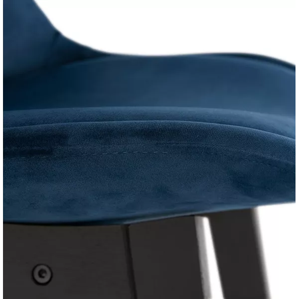 Tabouret de bar design en velours pieds noirs CAMY (bleu)