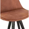 Tabouret de bar mi-hauteur vintage en microfibre pieds noirs et dorés VICKY MINI (marron)