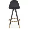 Tabouret de bar mi-hauteur design en velours pieds noirs et dorés NEKO MINI (noir)