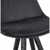 Tabouret de bar mi-hauteur design en velours pieds noirs et dorés NEKO MINI (noir)