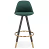 Tabouret de bar mi-hauteur design en velours pieds noirs et dorés NEKO MINI (vert)