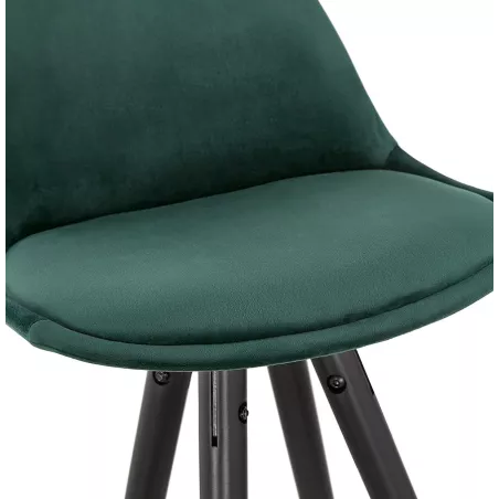 Tabouret de bar mi-hauteur design en velours pieds noirs et dorés NEKO MINI (vert)