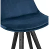 Tabouret de bar mi-hauteur design en velours pieds noirs et dorés NEKO MINI (bleu)