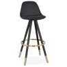 Tabouret de bar design en velours pieds noirs et dorés NEKO (noir)