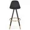 Tabouret de bar design en velours pieds noirs et dorés NEKO (noir)