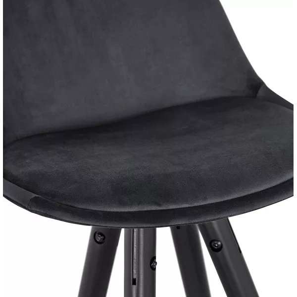 Tabouret de bar design en velours pieds noirs et dorés NEKO (noir)