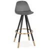 Tabouret de bar design en velours pieds noirs et dorés NEKO (gris)