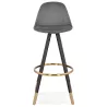 Tabouret de bar design en velours pieds noirs et dorés NEKO (gris)