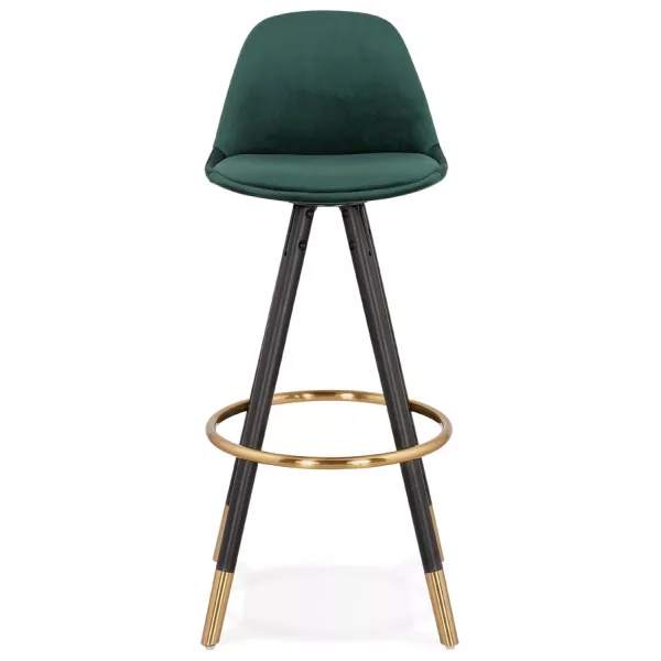 Tabouret de bar design en velours pieds noirs et dorés NEKO (vert)