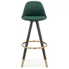 Tabouret de bar design en velours pieds noirs et dorés NEKO (vert)