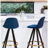 NEKO black and gold-footed velvet bar set (blue) to associate with Bar Stool Stackable Bar Chair To Save Space