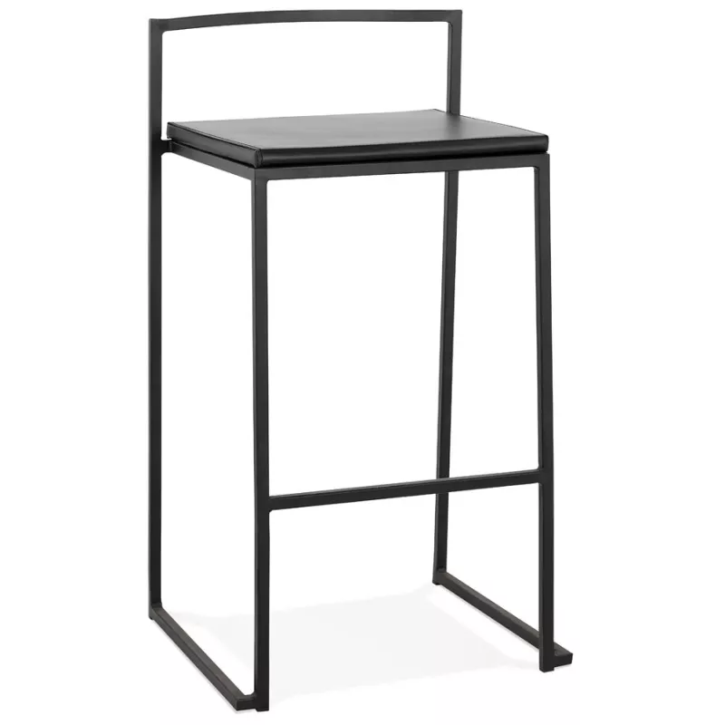 Tabouret de bar mi-hauteur industriel empilable pieds noirs LOIRET MINI (noir)