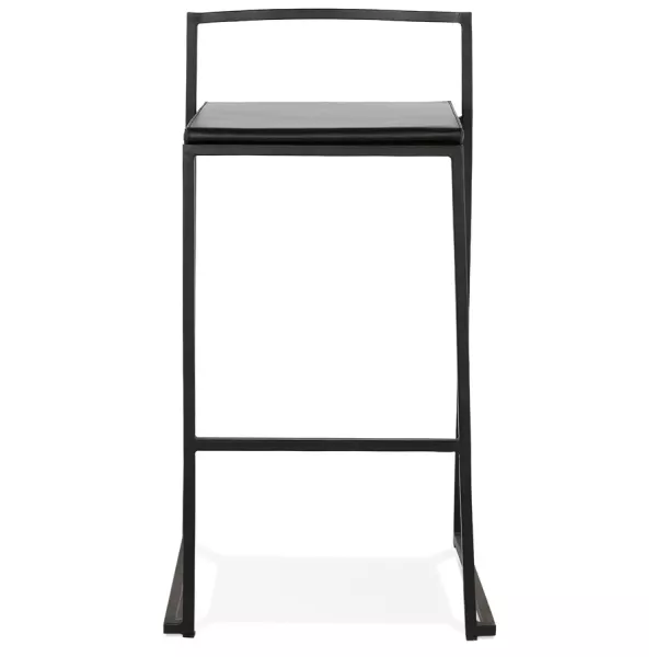 Tabouret de bar mi-hauteur industriel empilable pieds noirs LOIRET MINI (noir)