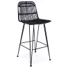 Tabouret de bar mi-hauteur en rotin pieds noirs PRETTY MINI (noir)